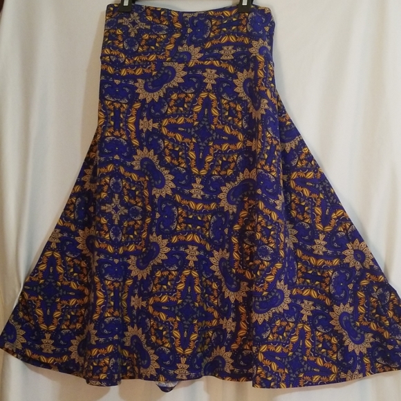 LuLaRoe Dresses & Skirts - Lularoe Azure Blue Gold Mandala Skirt Plus Size 3X